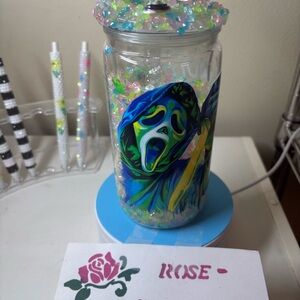 Colorful Beaded Cup with Green and Pink AccentsHalloween glow in dark cup